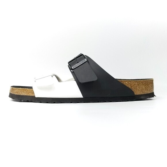 NEW Birkenstock Arizona Two Strap Color Block Buckle Sandals Black White Mens 11